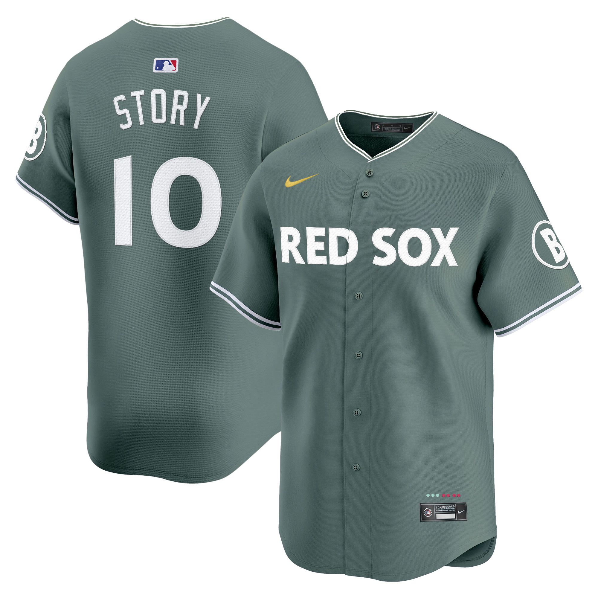 Men Boston Red Sox #10 Story Green Nike 2025 City Connect Vapor Premier Limited MLB Jersey